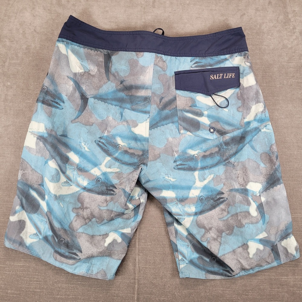 Salt Life Mens SLX QD Vapor Stretch Board Shorts Swim Trunks Blue‎ Fish 32 - Picture 8 of 9